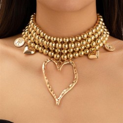 occidental style wind exaggerating retro big love necklace woman personality b..