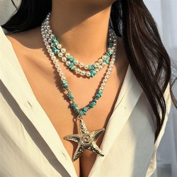 occidental style wind exaggerating starfish big pendantnecklace women chain sa..