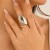 occidental styleins wind Metal ring woman  surface textured drop opening set