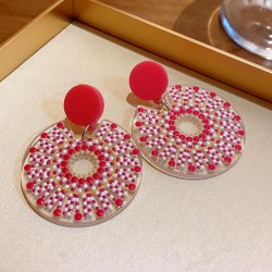 silver more flowers drop sector earrings retro Bohemian style geometry earring..