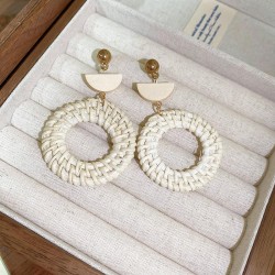 Bohemia brief weave circle geometry earrings retro samll ethnic style temperam..