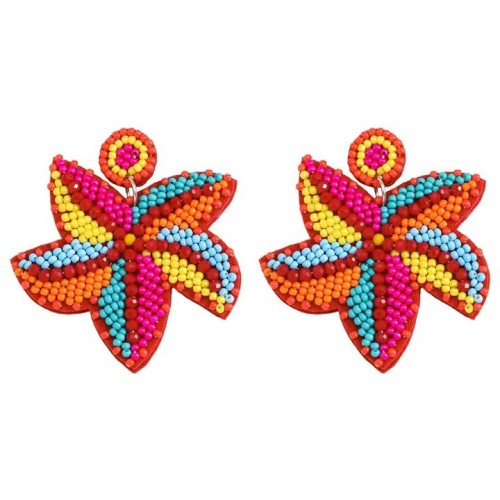  summer small freshearings  three-dimensional blue starfish beads earrings Earring woman