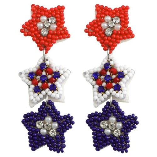  elements day style woman fashion beads earrings fashion all-Purpose diamond Five-pointed star day