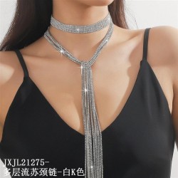 occidental style fashion exaggerating super long style Rhinestone multilayer n..