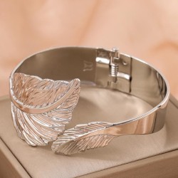 1 fashion Metal concise leaves opening temperament bangle