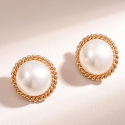 fine  fashion sweetOL Pearl Round personality woman ear stud