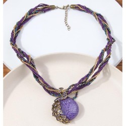fashion noble wind peacock beads multilayer temperament lady necklace
