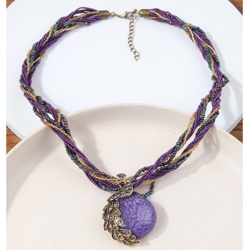 fashion noble wind peacock beads multilayer temperament lady necklace