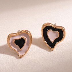  fine  fashion sweetOL double color love personality ear stud