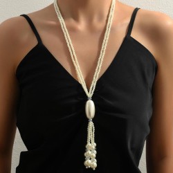 1 fashion concise Pearl tassel temperament lady long necklace/ sweater chain