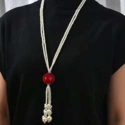 1 fashion concise Pearl tassel temperament lady long necklace/ sweater chain