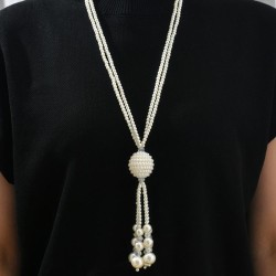 1 fashion concise Pearl tassel temperament lady long necklace/ sweater chain