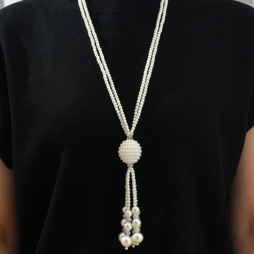 1 fashion concise Pearl tassel temperament lady long necklace/ sweater chain