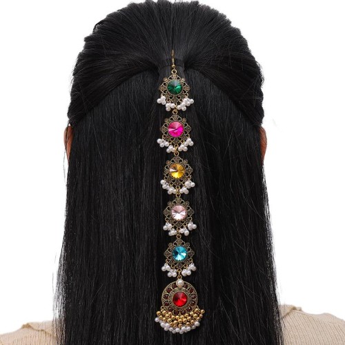 fashion medium noble wind retro shine gem temperament lady head chain