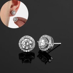 fashion sweetOL concise Round shine zircon personality lady ear stud
