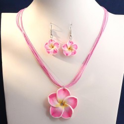 1 fashionOL concise flowers personality lady necklace earrings set