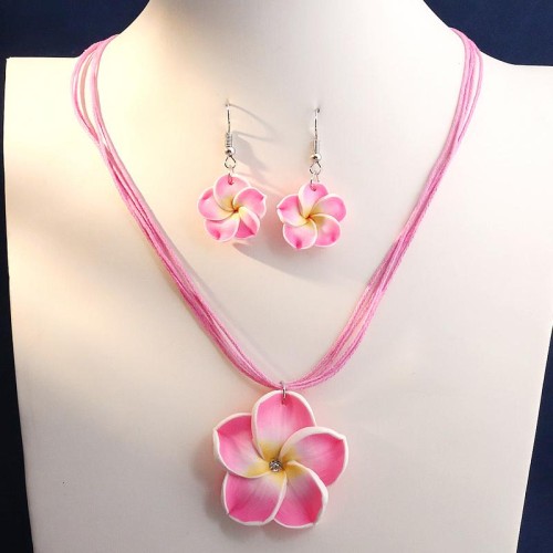1 fashionOL concise flowers personality lady necklace earrings set