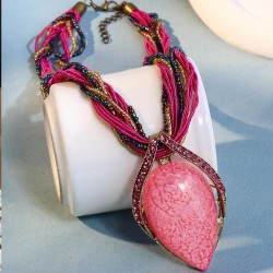 1 fashion Bohemia ethnic style leaf temperament lady necklace