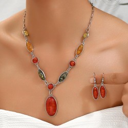 fashion concise color accessories temperament lady necklace earrings set