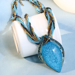 1 fashion Bohemia ethnic style leaf temperament lady necklace