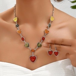 fashion concise color accessories temperament lady necklace earrings set