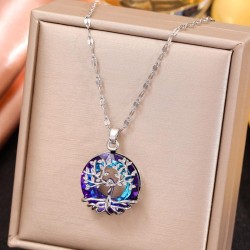 fashion sweetOL concise tree Round crystal personality lady necklace