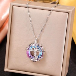 fashion sweetOL concise tree Round crystal personality lady necklace