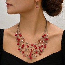 fashion concise noble wind multilayer Pearl all-Purpose temperament woman neck..