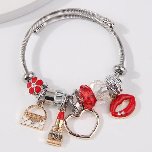 fashion concise all-Purpose love lips bag more elements pendant woman temperament bangle