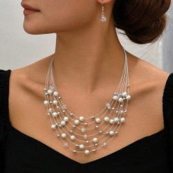 fashion concise noble wind multilayer Pearl all-Purpose temperament woman neck..