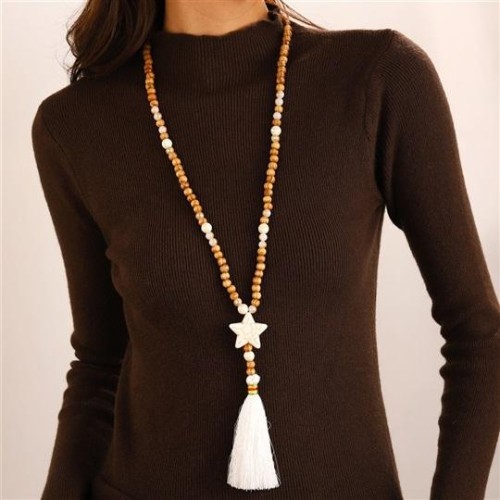  Bohemia beads cross love turquoise pendant tassel necklace exotic ethnic style sweater chain