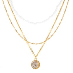 occidental style  beads chain three layer necklace  ethnic style retro zircon ..