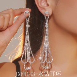 claw chain Rhinestone long style geometry personality earrings ear stud earrin..