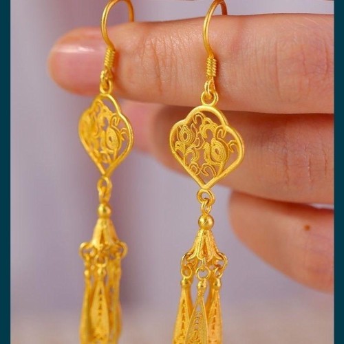  earrings handmade earring wind woman Earring gilded silver brief temperament high-end temperament