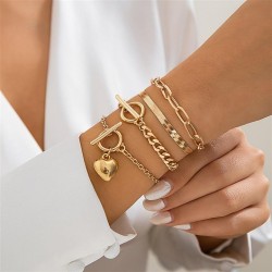 occidental style  Metal wind love pendant bracelet  punk snake chain bangle se..
