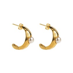 E stainless steel embed Pearl earrings  temperament pattern samll high buckle ..