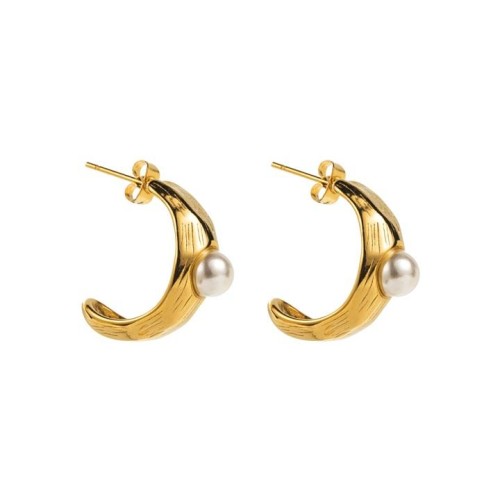 E stainless steel embed Pearl earrings  temperament pattern samll high buckle woman