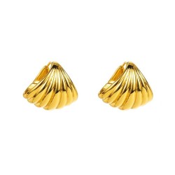 E retro bronze color retention wind Shells buckle I wind samll wind earrings