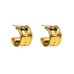 E romantic bronze love earrings  samll pattern brief fashion ear stud