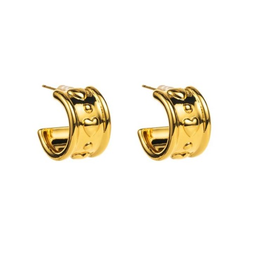 E romantic bronze love earrings  samll pattern brief fashion ear stud