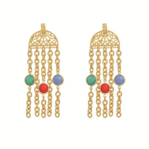 medium earrings occidental style retro Earring woman Alloy tassel earring Bohemian style