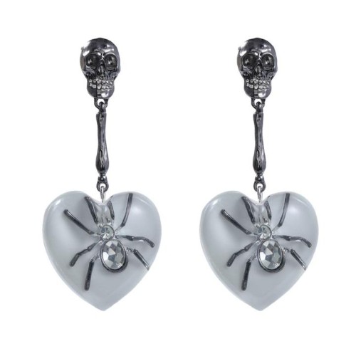 retro wind heart-shaped earring occidental style exaggerating Earring woman skull spider