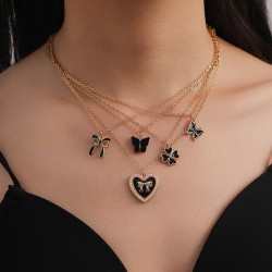  occidental style Metal chain woman necklace Alloy enamel pendant butterfly lo..