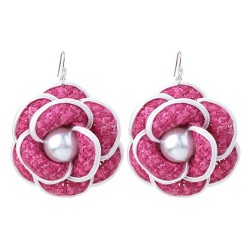  samll wind Pearl flower earrings  high-end handmade Cloth flowers Earring wom..