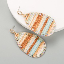 Korean style Bohemia leather earrings color Stripe Alloy diamond exaggerating ..