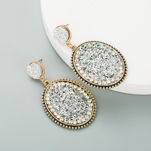 personality exaggerating super earrings woman Alloy embed diamond sequin high banquet Earring