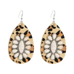  retro leather earrings woman Alloy fitting embed turquoise personality high E..
