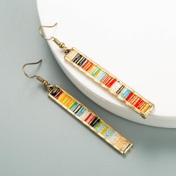  leather earrings Alloy embed color Stripe retro samll long style Earring earr..