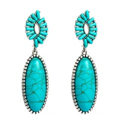  turquoise earrings woman Alloy silver embed turquoise personality temperament..