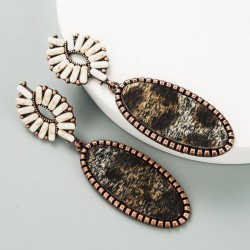 occidental style creative exaggerating leather earrings woman Alloy silver emb..